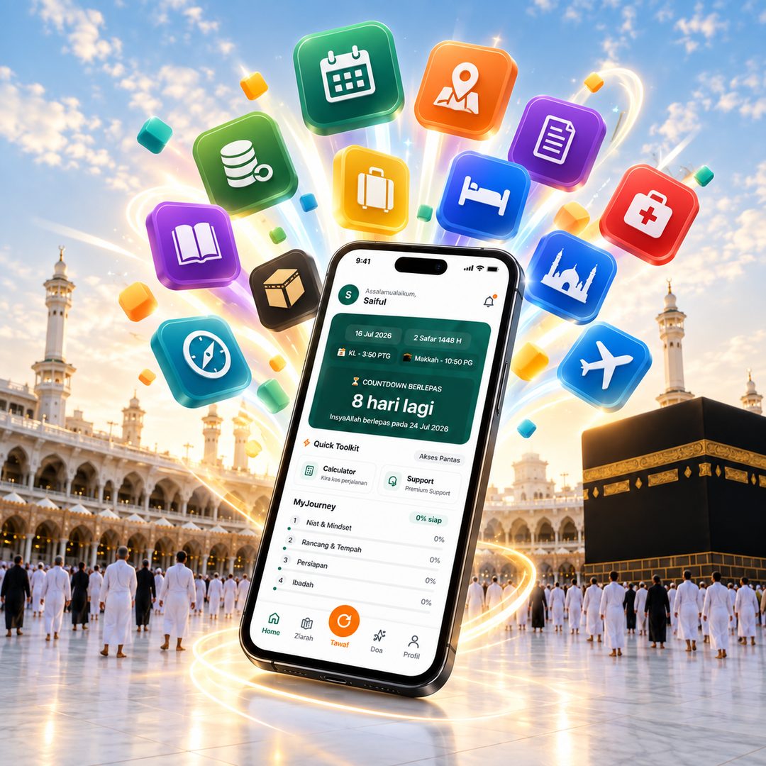 Aplikasi Sistem Umrah DIY di hadapan Kaabah